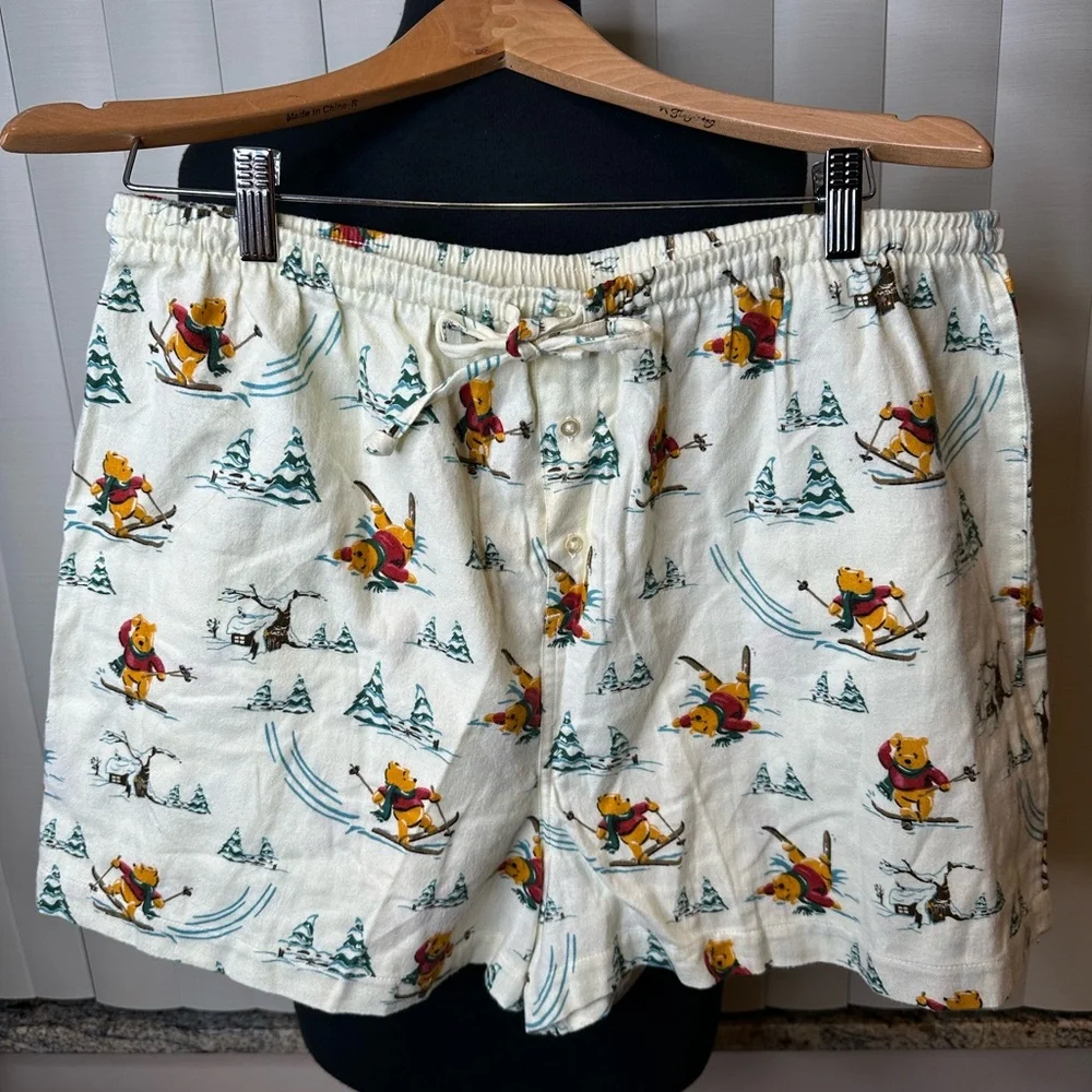 Disney Cream Winnie the Pooh Sleepwear 100% Cotton Shorts Size XL - Picture 2 of 6